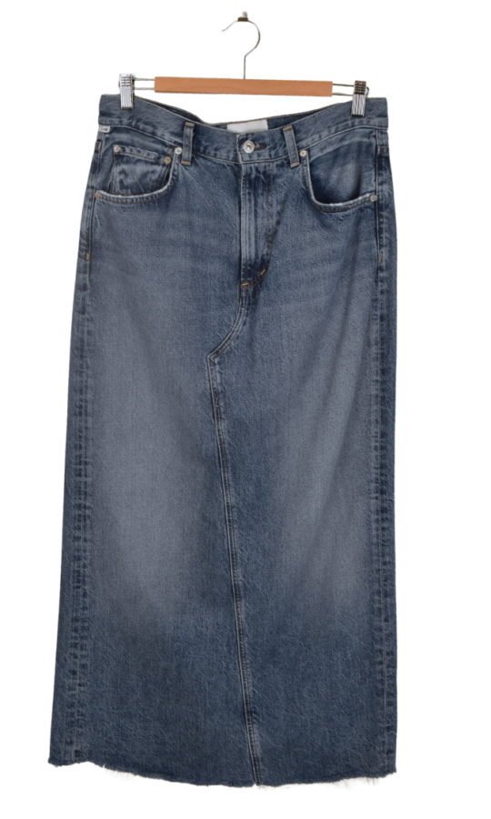 maxi jeansrok rafelrand onder W27
