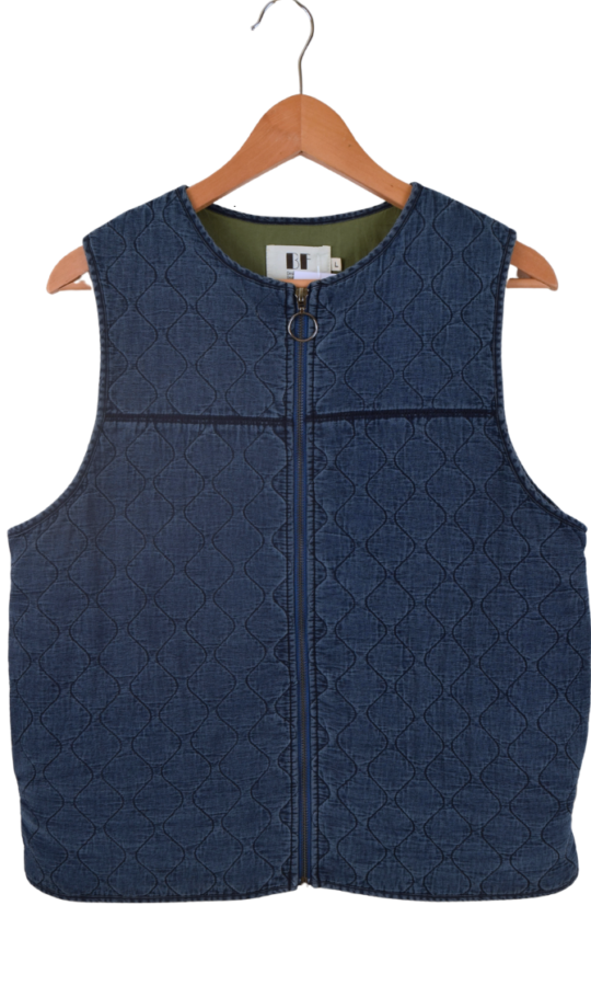 donkerblauw doorstikt hesje mouwloos