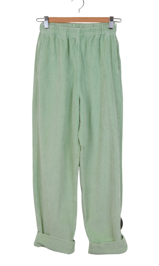 muntgroene ribfluweel broek